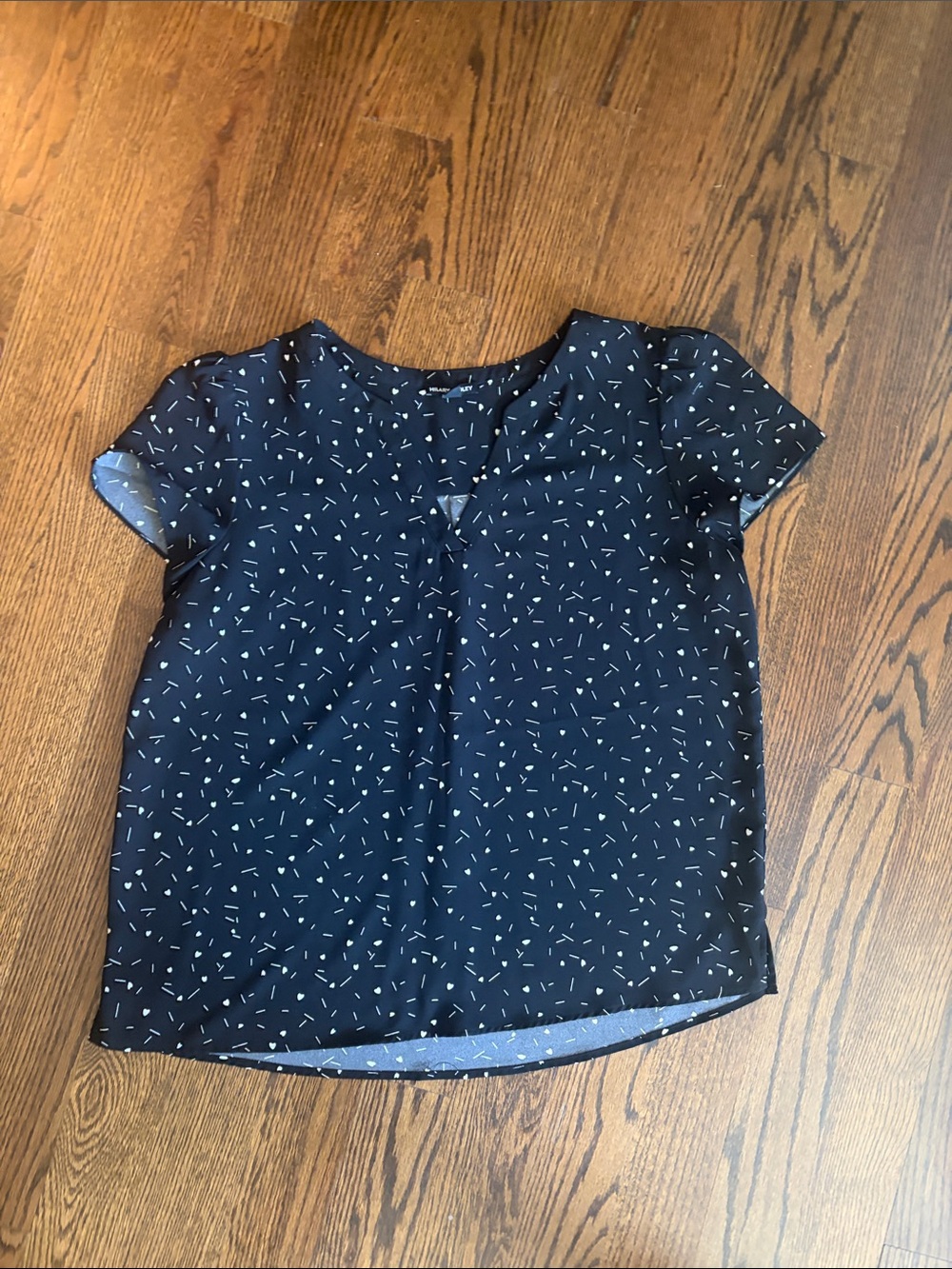 Hilary Radley Navy Top with White Sprinkle Print